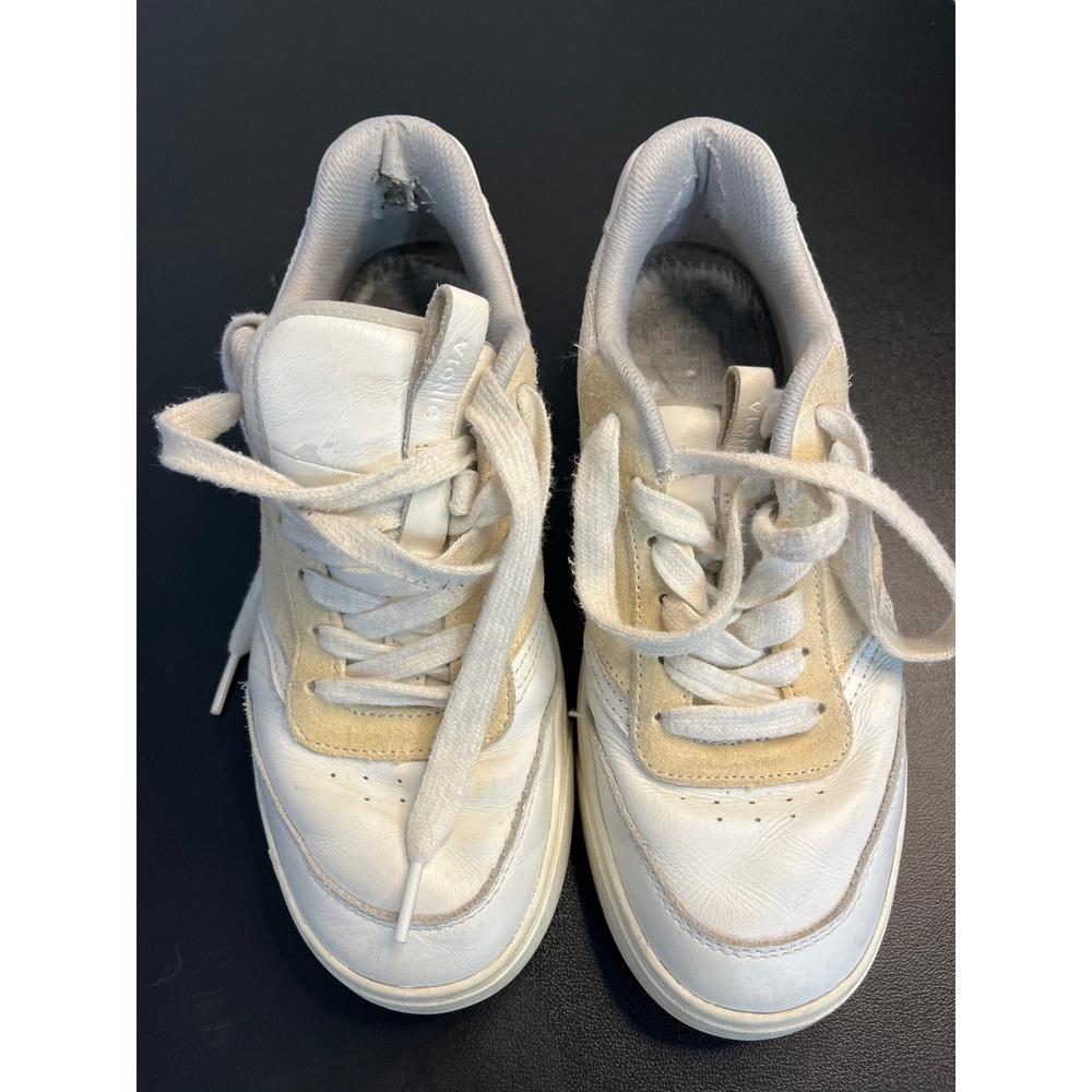 Vionic‎ Karmelle White Beige Leather Suede Lace Up Sneakers Women's Size 9